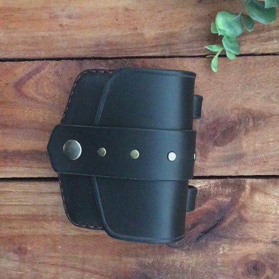 Video showing a Handmade Black Mini Leather Belt Pouch