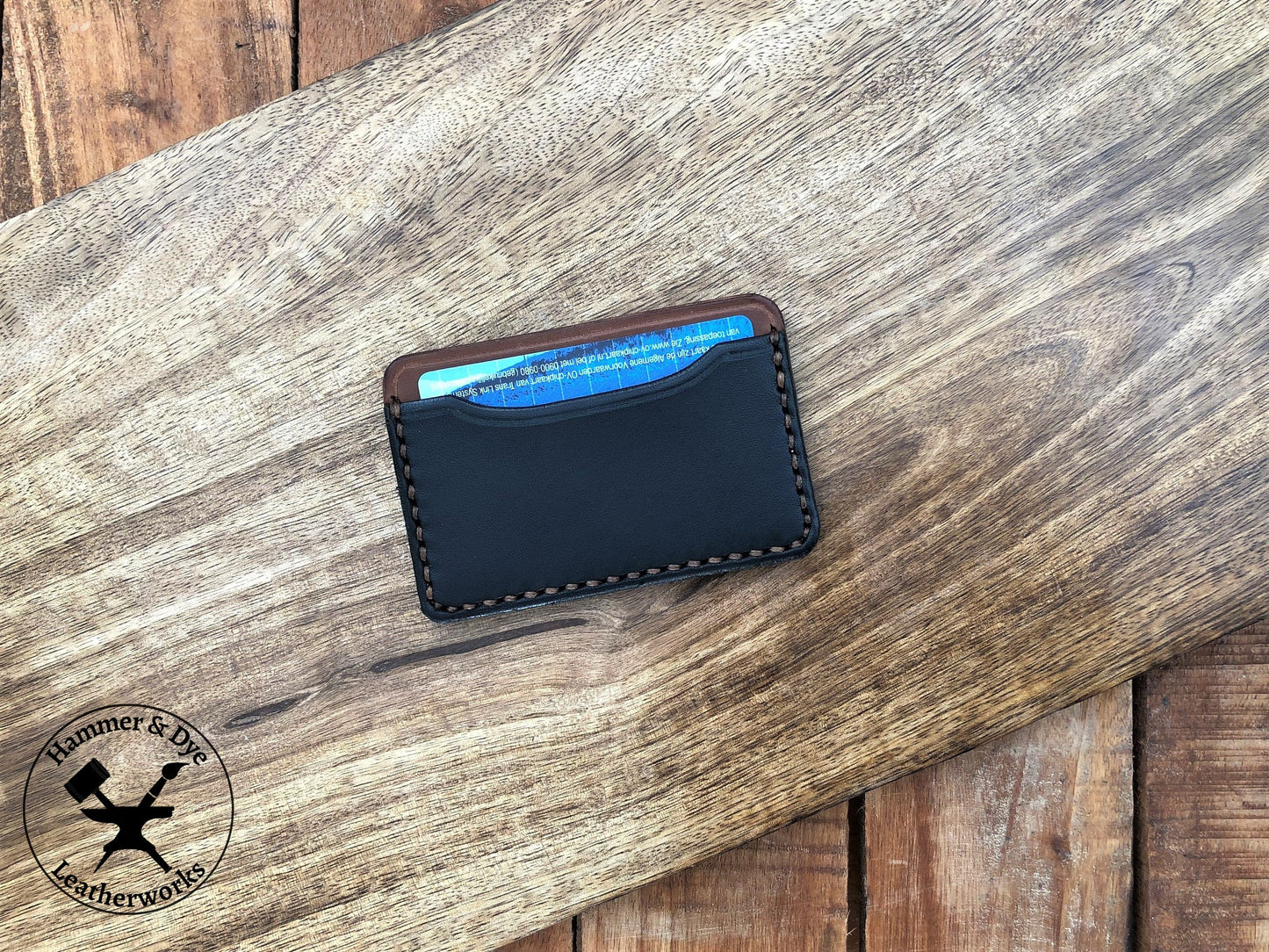 Minimalist Leather Card Wallet in Black and Brown