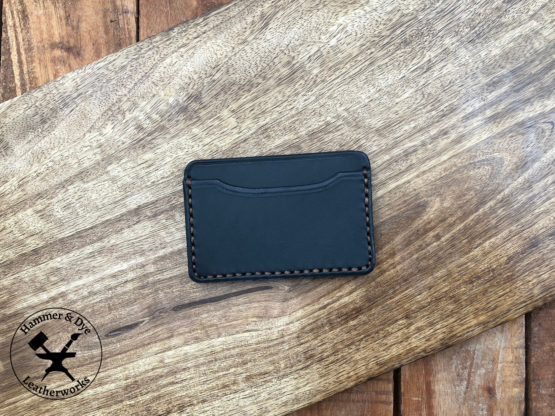 Handmade Minimalist Black Leather Card Wallet