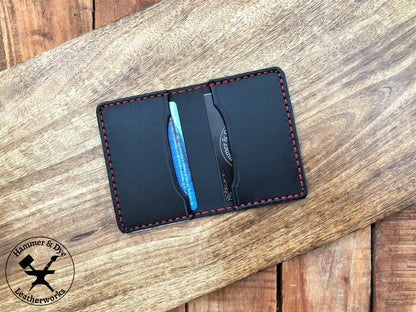 Handmade Black Bifold Leather Card Wallet