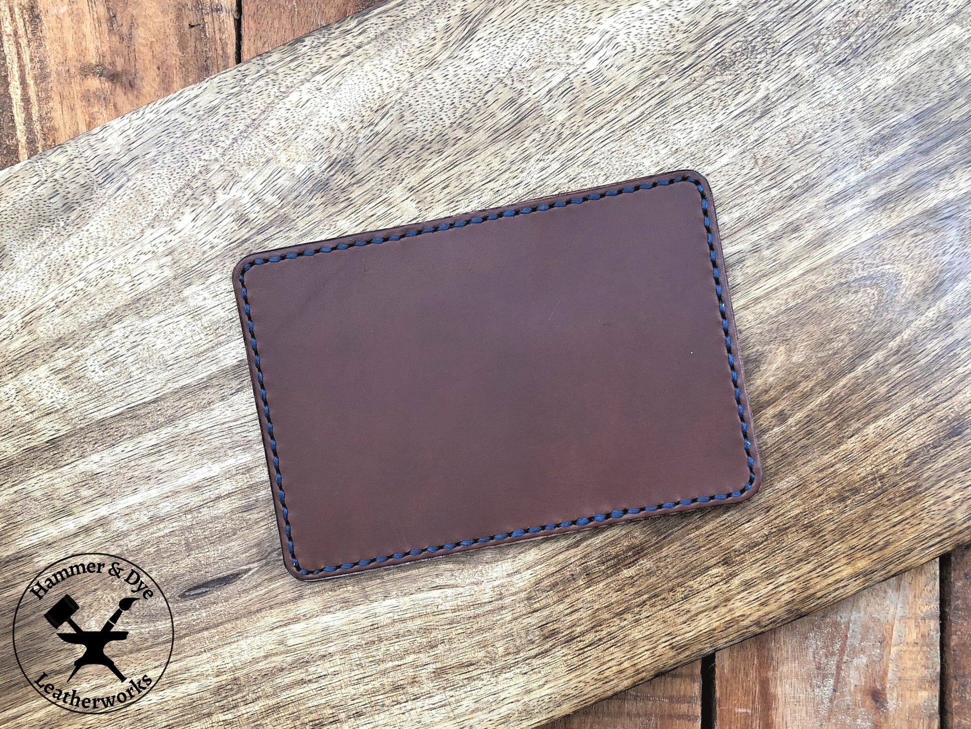 Handmade Brown Bifold Leather Card Wallet outside view