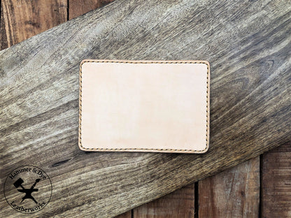 Handmade Natural Bifold Leather Card Wallet outside view