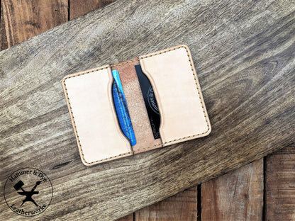 Handmade Natural Bifold Leather Card Wallet