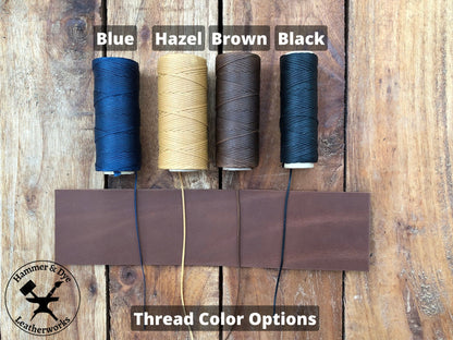 thread color options with brown leather
