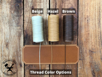 thread color options for the Handmade Classic Cognac Leather Belt Pouch with magnetic closing