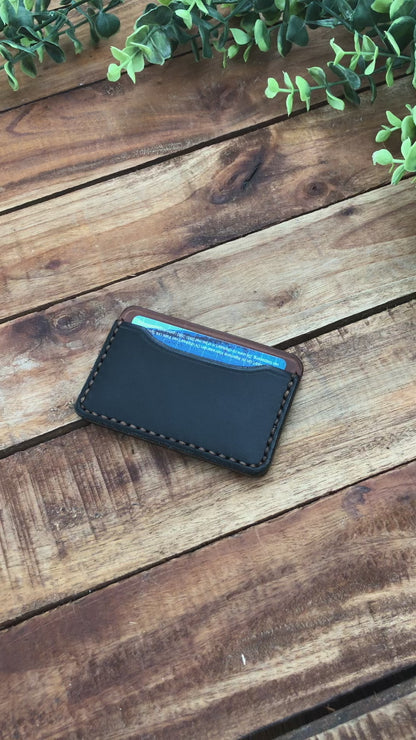 Video showing the Minimalist Leather Card Wallet in Black and Brown