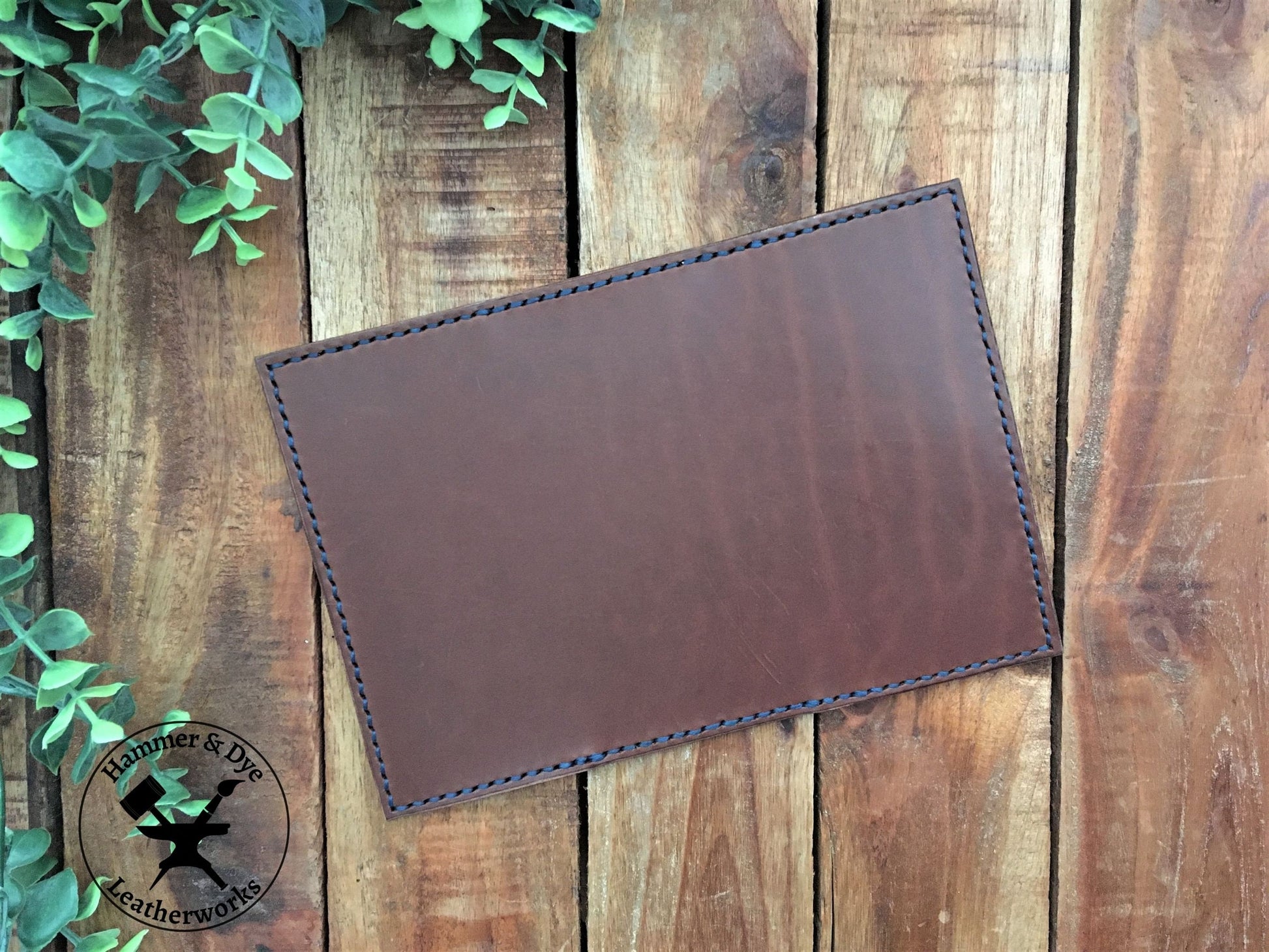 Handmade Brown Leather Passport Cover Outside View