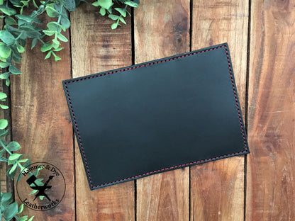 Handmade Black Leather Passport Cover Outside View