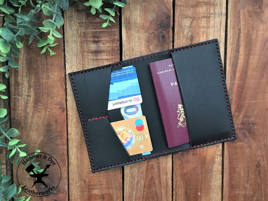 Handmade Black Leather Passport Cover