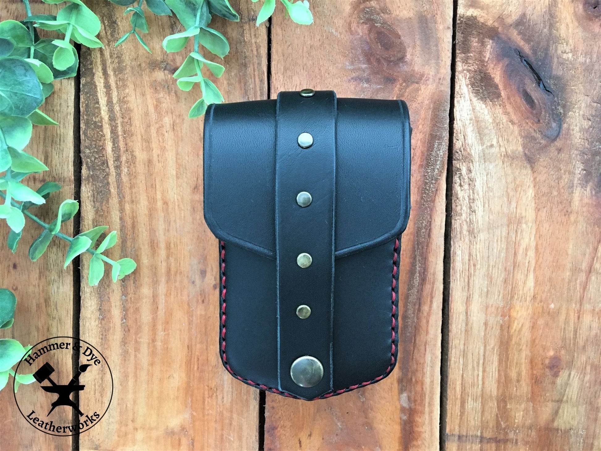 Small Black Leather Belt Pouch, Ideal credit or business card holder.