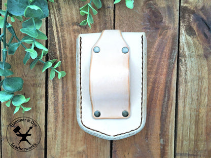 Handmade Undyed Mini Leather Belt Pouch for credit cards Back View