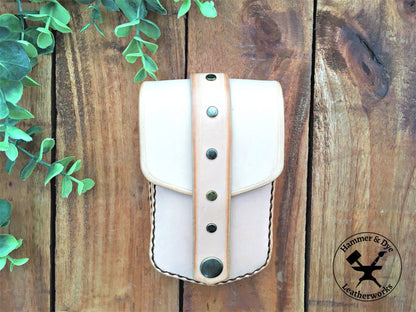 Handmade Undyed Mini Leather Belt Pouch for credit cards