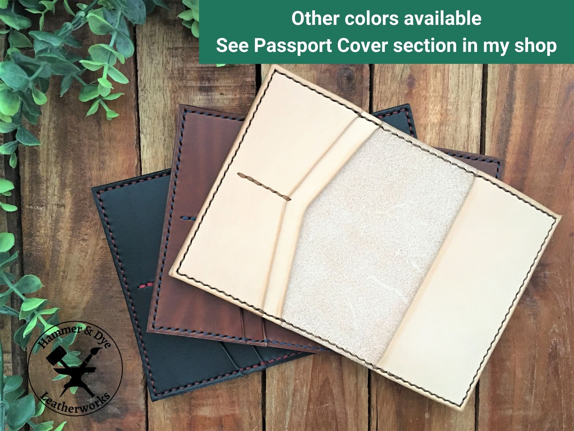 Handmade Leather Passport Covers available in several colors