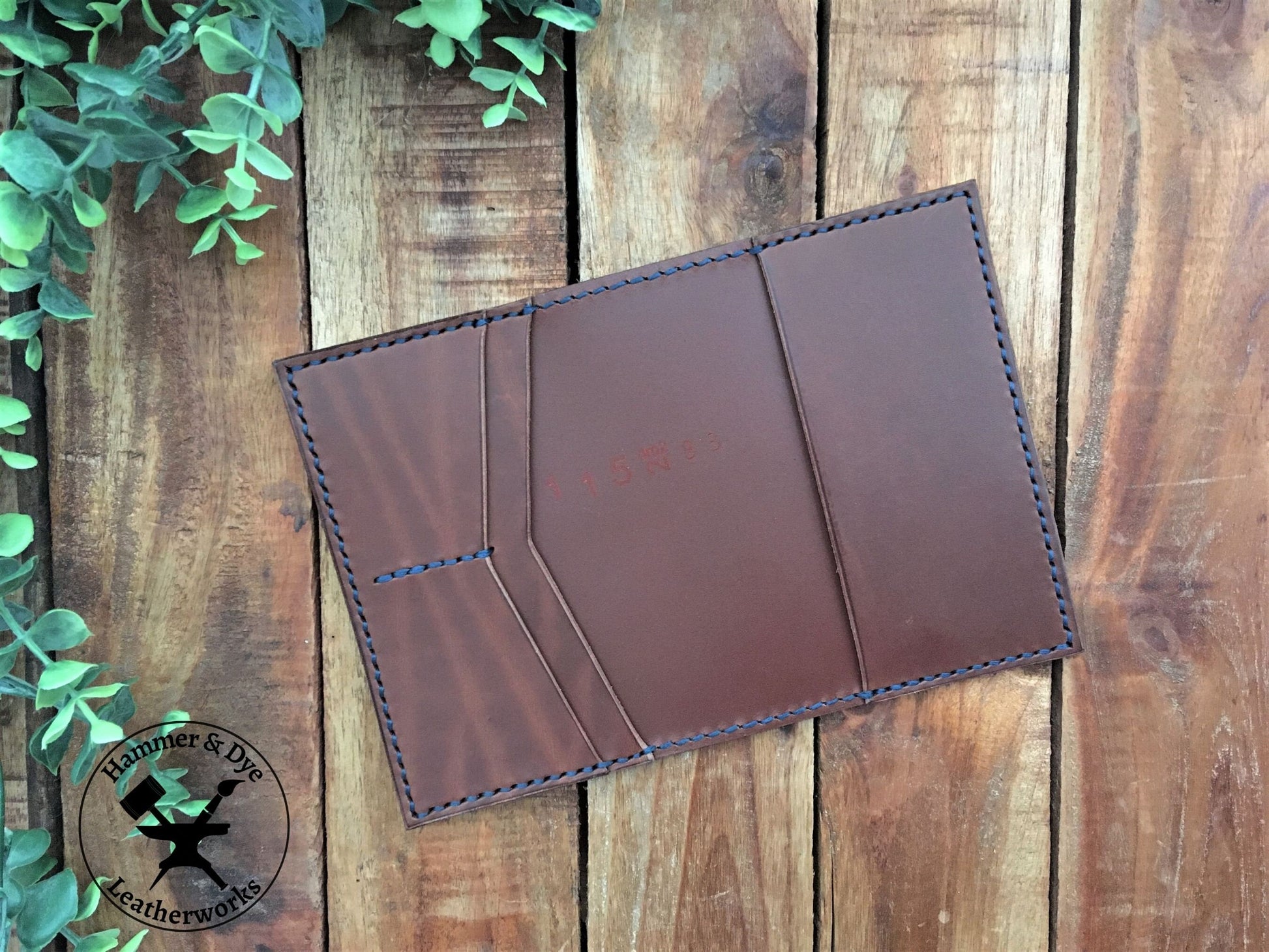 Handmade Brown Leather Passport Cover Inside View