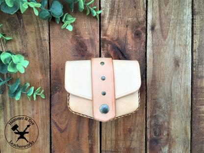 Handmade Undyed Mini Leather Belt Pouch for credit cards Front
