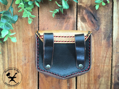 Handmade Boho Style Mini Leather Hip Bag with Turquoise detailing  Back