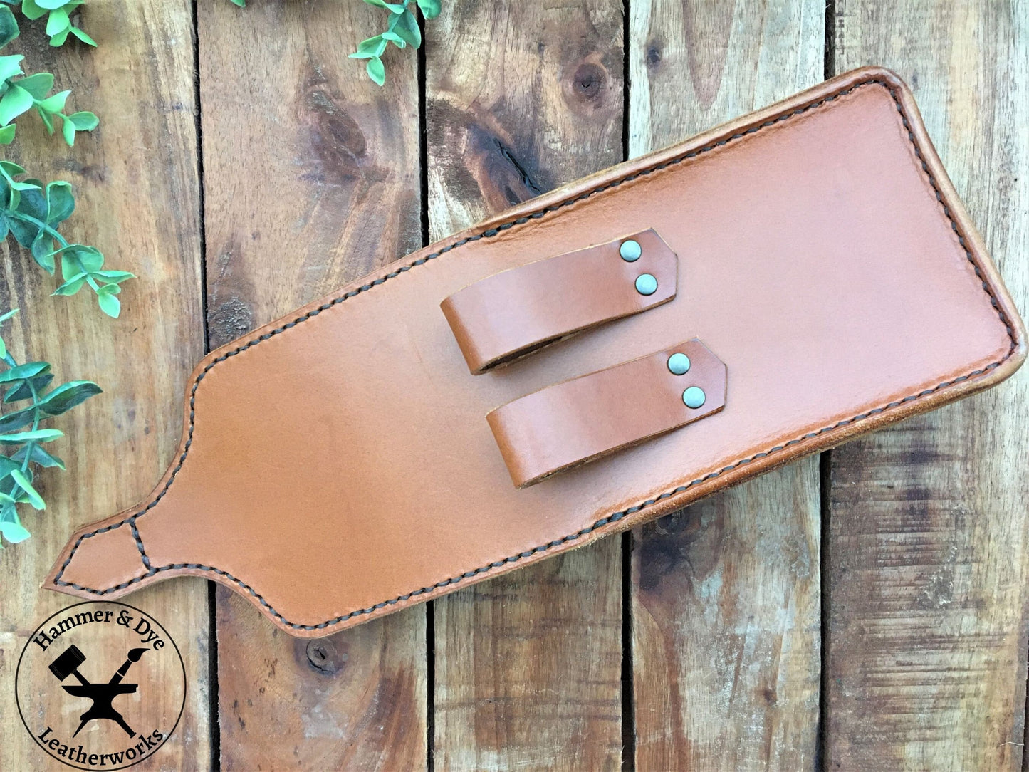 Handmade Classic Cognac Leather Belt Pouch with magnetic closing