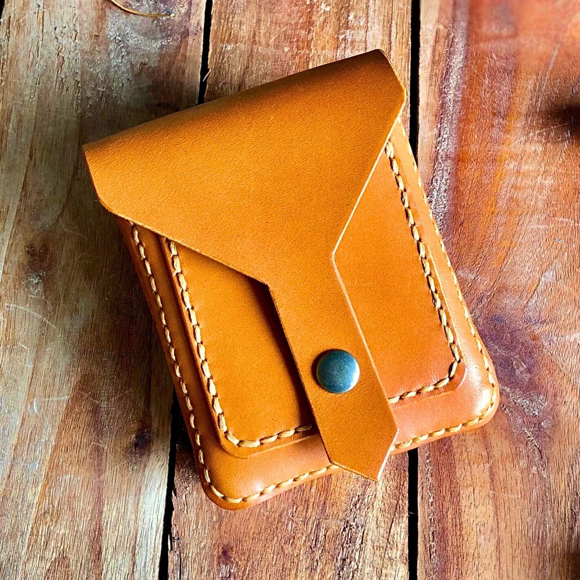Compact Leather Belt Bag in Tan color